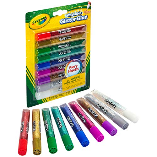 Crayola Washable Glitter Glue, Assorted Colors 9 ea (Pack of 3)