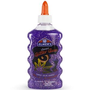 elmer's liquid glitter glue, washable, purple, 6 ounces, 1 count - great for making slime