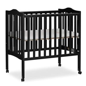 dream on me 2-in-1 lightweight folding portable stationary side crib in black, greenguard gold certified 40x26x38 inch (pack of 1)