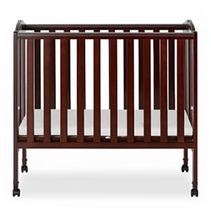 Dream On Me 2 in 1 Portable Folding Stationary Side Crib in Espresso, Greenguard Gold Certified 40x26x38 Inch (Pack of 1)