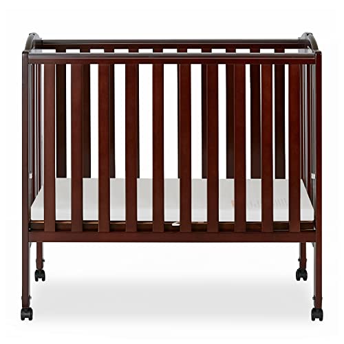 Dream On Me 2 in 1 Portable Folding Stationary Side Crib in Espresso, Greenguard Gold Certified 40x26x38 Inch (Pack of 1)