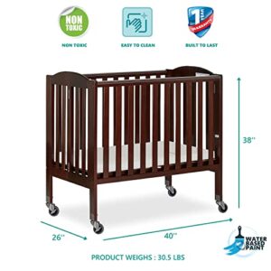 Dream On Me 2 in 1 Portable Folding Stationary Side Crib in Espresso, Greenguard Gold Certified 40x26x38 Inch (Pack of 1)