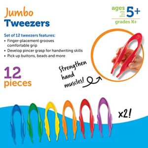 Learning Resources Jumbo Tweezers, Sorting & Counting, Preschool Science, Homeschool, Toddler Fine Motor Skill Development, Set Of 12