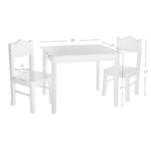 guidecraft classic white table and chairs set: toddler wooden activity table - dining room, bedroom, school and playroom furniture for kids