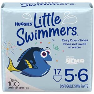 huggies little swimmers disposable swim diapers, size 5-6 (32+ lbs), 17 ct