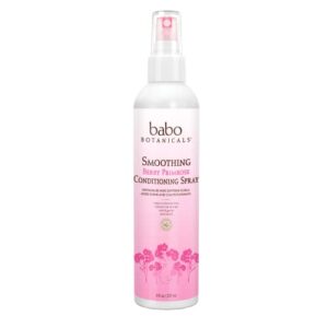 babo botanicals smoothing detangling spray with natural softening berry and evening primrose oil - for babies, kids and adults with tangly or curly hair - light citrus berry scent - 8 oz.