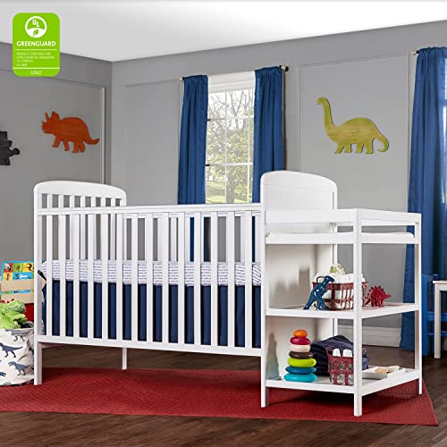 Dream On Me Anna 4-In-1 Full-Size Crib And Changing Table Combo In White