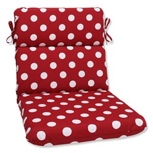 pillow perfect outdoor/indoor polka dot red round corner chair cushion, 1 count (pack of 1)