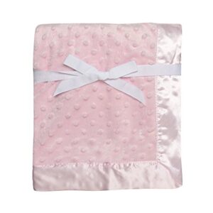 baby starters textured dot blanket with satin trim, pink 30" x 40"