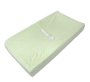 american baby company heavenly soft minky dot fitted contoured changing pad cover, celery puff, for boys and girls