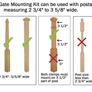 Safety Innovations No Hole Stairway Baby Gate Mounting Kit - Fits Posts from 2 3/4 inches to 3 5/8 inches Wide with Square or Round Tops - No Adhesives On Or Screws in Your Posts, (1-Pack)