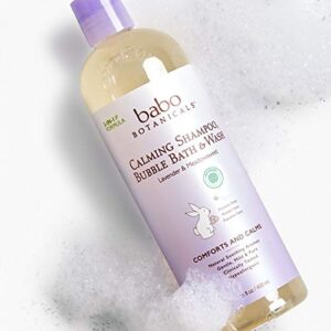 Babo Botanicals Calming Plant-Based 3-in-1 Bubble Bath, Shampoo & Wash - With Lavender & Organic Meadowsweet - For Babies, Kids & Adults With Sensitive Skin - EWG Verified - 15 Fl. Oz.