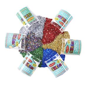 creative arts by charles leonard glitter set, 3/4 ounce bottles, 1 each of red, blue, green, gold, silver and multi, 6 bottles/set (41006)