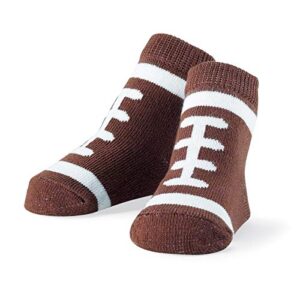 mud pie newborn baby-boys football socks, brown/white, 0-12 months