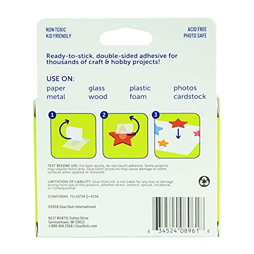 Glue Dots-8961 1/2" School 600pc Craft Value Pack, 1/2 Inch, Clear