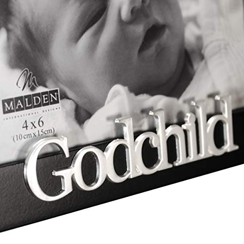 Malden International Designs 4391-46 Baby Memories Godchild Black Wood Picture Frame, 4x6, Black