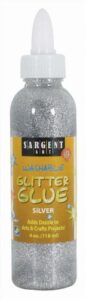 sargent art 4-ounce glitter glue, silver, non-toxic, easy bonding, washable