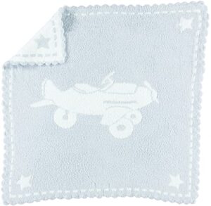 barefoot dreams cozychic scalloped baby receiving blanket - blue & white 30x 32,b551