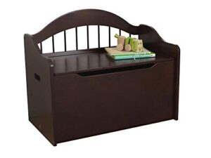 kidkraft limited edition wooden toy box and bench with handles and safety hinges - espresso, gift for ages 3+