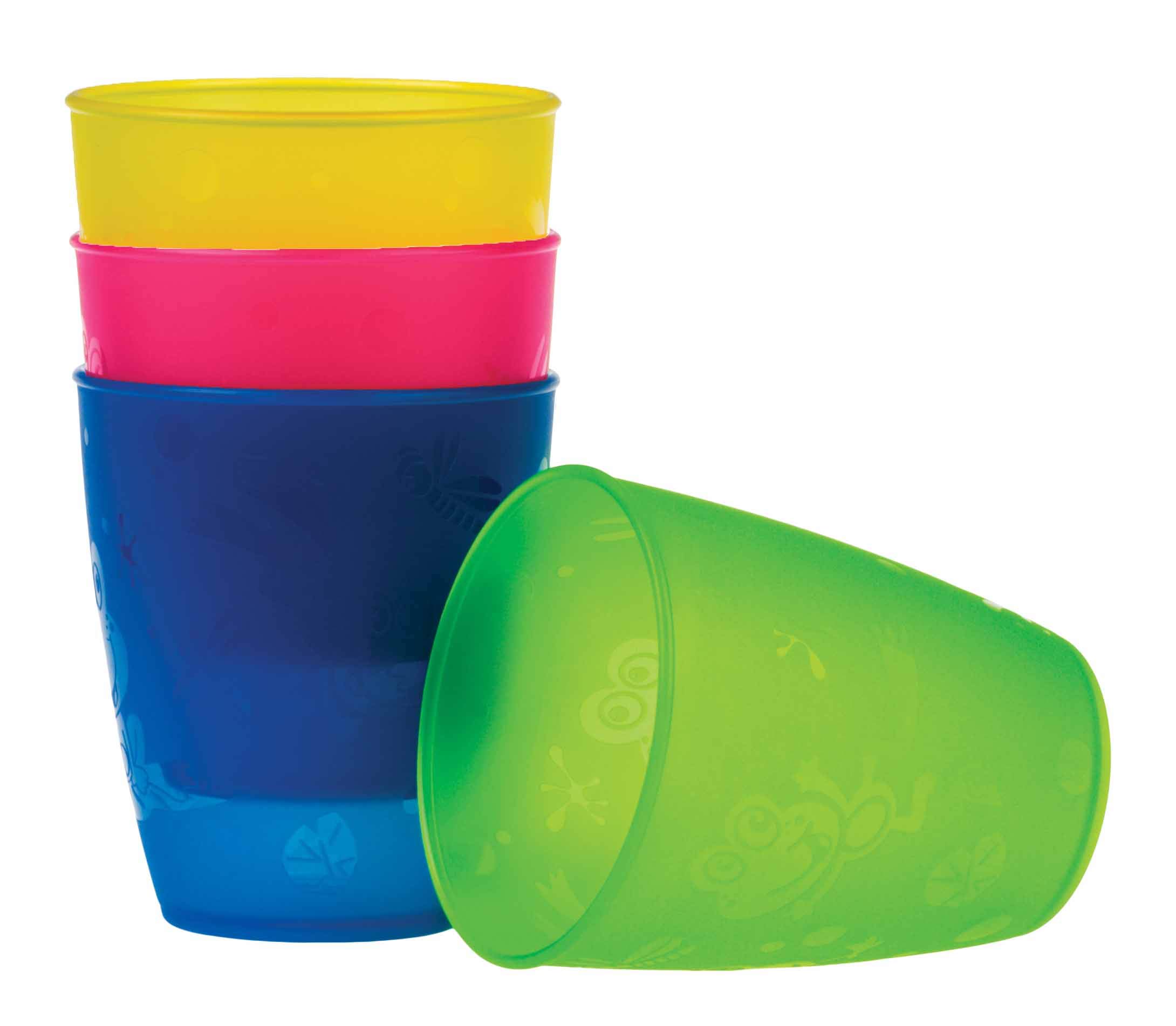 Nuby Plastic Fun Drinking Tumblers, Colors May Vary, 10 Oz, 4 Count