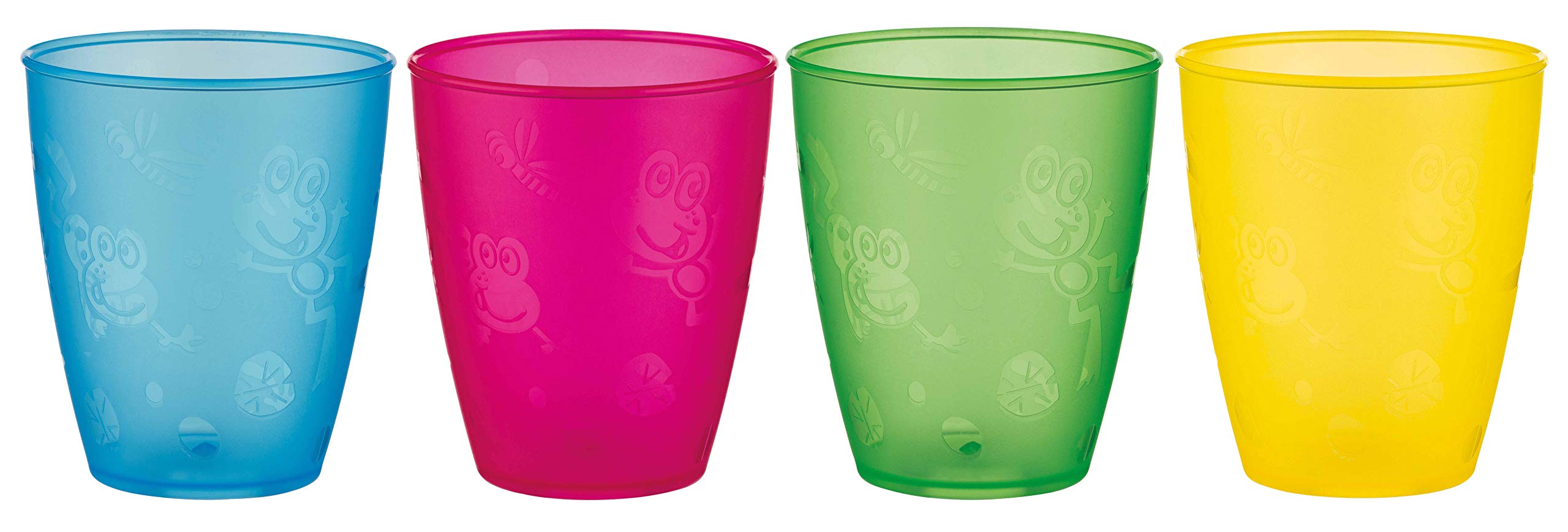 Nuby Plastic Fun Drinking Tumblers, Colors May Vary, 10 Oz, 4 Count