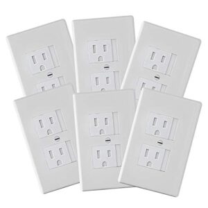 6-pack safety innovations self-closing outlet covers (for center screw outlets only) - an alternative to wall socket plugs for child proofing outlets, (1-screw), (white)