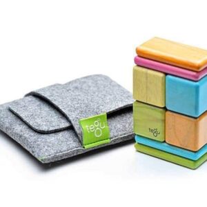 8 Piece Tegu Pocket Pouch Magnetic Wooden Block Set, Tints