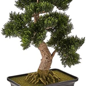 Nearly Natural 4103 24in. Cedar Bonsai Silk Plant,Green