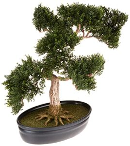 nearly natural 4106 16in. cedar bonsai silk plant,green
