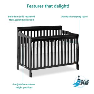 Dream On Me Ashton 5-in-1 Convertible Crib in Black, Greenguard Gold Certified , 50x36x44 Inch (Pack of 1)