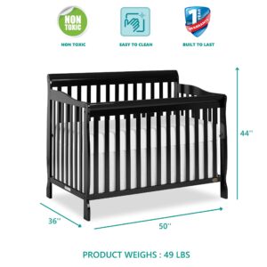 Dream On Me Ashton 5-in-1 Convertible Crib in Black, Greenguard Gold Certified , 50x36x44 Inch (Pack of 1)