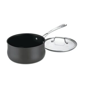 cuisinart contour hard anodized 1-quart saucepan with cover,black