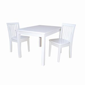 international concepts 3 piece children's table and chairs, linen white