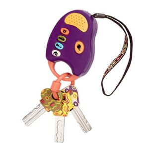 b. toys – purple funkeys – toy car keys – key fob with lights & sounds – interactive baby toy – pretend keys for babies, toddlers – 6 months +