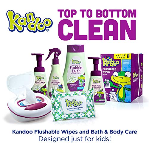 Flushable Wipes for Baby and Kids by Kandoo, Unscented for Sensitive Skin, Hypoallergenic Potty Training Wet Cleansing Cloths, 250 Count (Pack of 4)