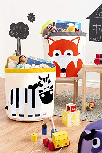 3 Sprouts Canvas Storage Bin - Laundry and Toy Basket for Baby and Kids - Zebra