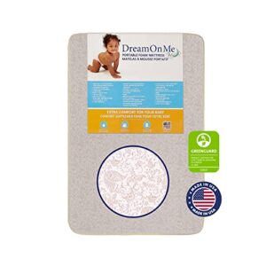 dream on me 3" fiber playmat, excellent comfort & support, waterproof vinyl cover, greenguard gold certified, environment safe playmat