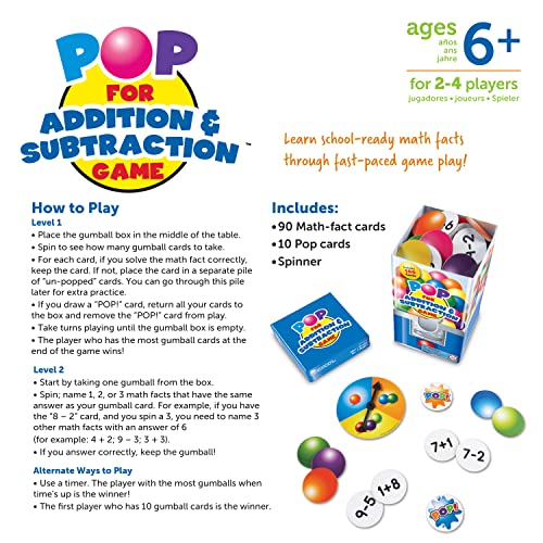 Learning Resources Pop For Addition & Subtraction Math Game - 100 Pieces, Ages 6+ | Grades 1+ Classroom and Homeschool Math Games, Math Activities for Kids