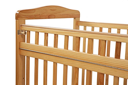 LA Baby Compact Non-Folding Wooden Window Crib with Safety Gate, Natural