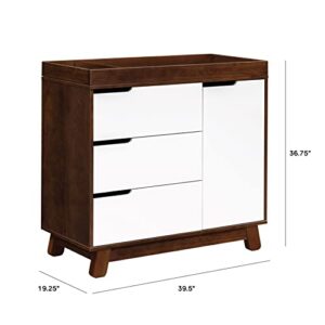 Babyletto Hudson 3-Drawer Changer Dresser with Removable Changing Tray in Espresso and White, Greenguard Gold Certified