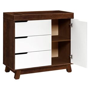 Babyletto Hudson 3-Drawer Changer Dresser with Removable Changing Tray in Espresso and White, Greenguard Gold Certified