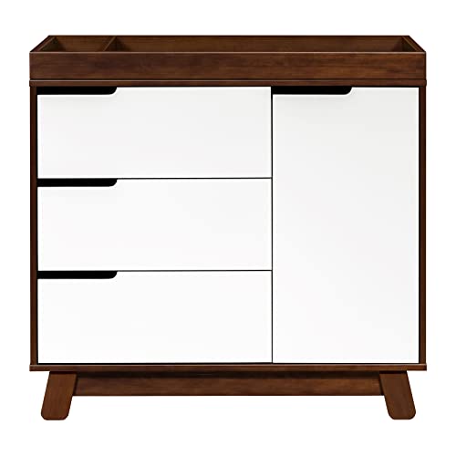 Babyletto Hudson 3-Drawer Changer Dresser with Removable Changing Tray in Espresso and White, Greenguard Gold Certified