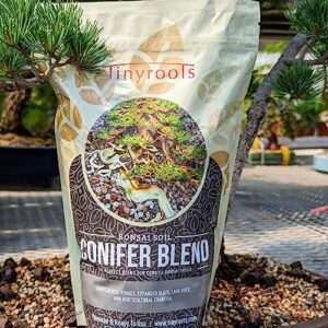 Tinyroots Conifer Bonsai Soil Blend – 2.25 Quarts - Formulated and Pre-Mixed for Junipers, Japanese Black Pines, White Pines, Cedar, Cypress and All Other Conifers