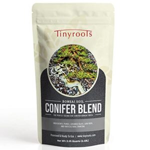 Tinyroots Conifer Bonsai Soil Blend – 2.25 Quarts - Formulated and Pre-Mixed for Junipers, Japanese Black Pines, White Pines, Cedar, Cypress and All Other Conifers