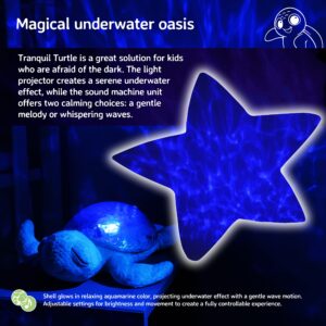 Cloud b Ocean Projector Nightlight with White Noise Soothing Sounds | Adjustable Settings and Auto-Shutoff | Tranquil Turtle™ - Aqua