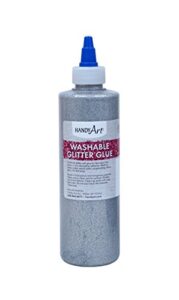 handy art washable glitter glue 8 ounce, silver