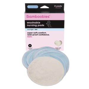 bamboobies nursing pads for breastfeeding reusable washable breast pads super soft rayon made from bamboo milk proof liner perfect baby shower gifts, blue