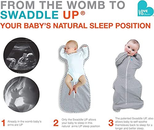 Love To Dream Swaddle UP, Organic, Cream, Medium, 13-19 lbs., Dramatically Better Sleep, Allow Baby to Sleep in Their Preferred arms up Position for self-Soothing, snug fit Calms Startle Reflex