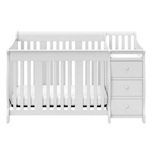 Storkcraft Portofino 5-in-1 Convertible Crib and Changer (White) – Changing Table Combo with Drawer, Converts to Toddler Bed, Daybed Full-Size Storage Drawer