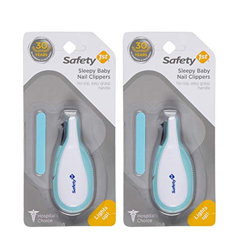 Safety 1st Sleepy Baby Nail Clipper With Built-in LED Light 2 Pack, Colors May Vary